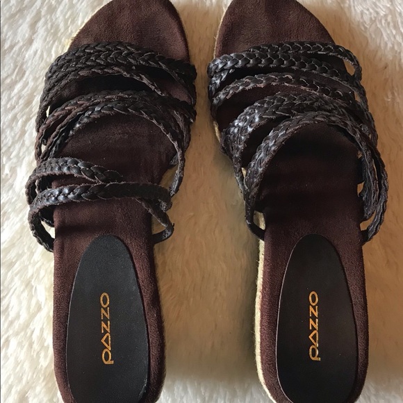 Pazzo Wedge Sandals, Rope Type Outer Covering, Brown Braided Leather, Size 7.5 - Picture 5 of 6